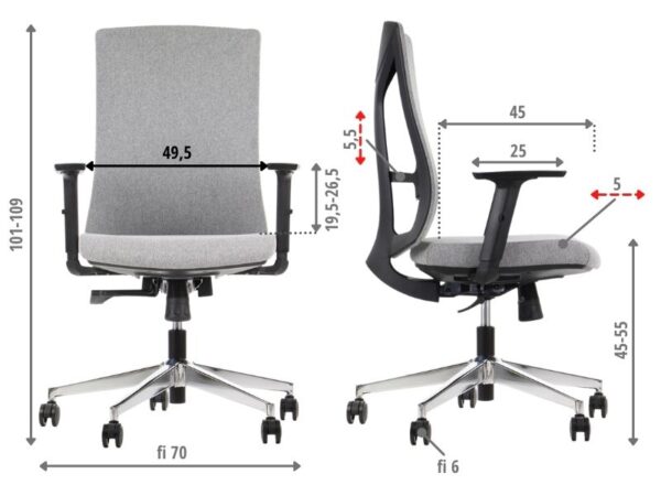 MetaMeb – TONO szary podstawa chromowana – TONO GREY CH – zdjęcie 6