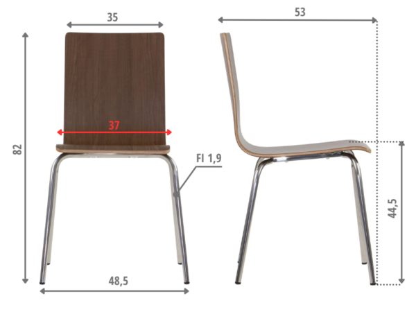 WERDI-B-walnut-SS MetaMeb – WERDI B stal nierdzewna/ciemny orzech – WERDI B walnut SS – zdjęcie 5