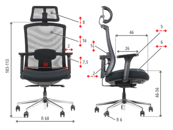 MetaMeb – MITTE mechanizm samoważący podłokietniki 4D – dimensions – zdjęcie 6